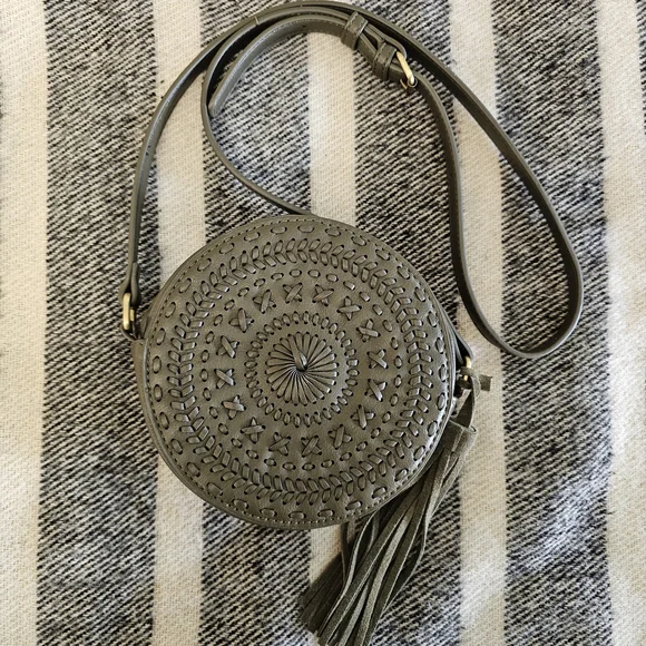 Anthropologie Crossbody Green Tassel Woven Festival Boho Small Bag - Picture 1 of 5